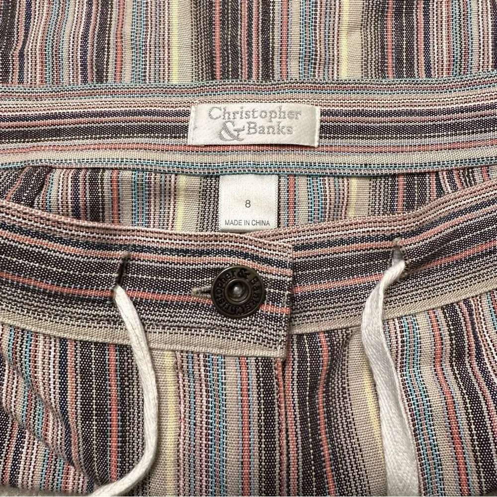 Christopher & Banks Size 8 100% Cotton Striped Drawstring Skirt